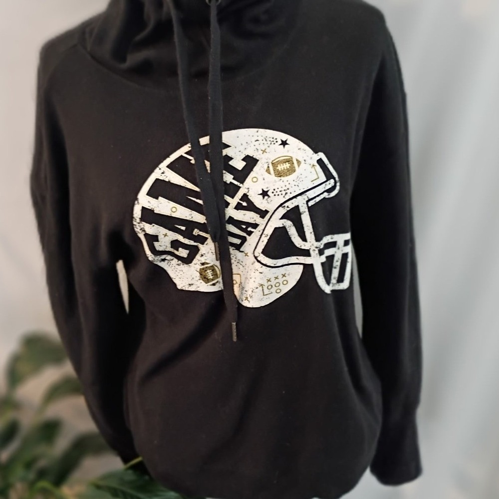 No Boundaries Game Day Football Helmet Cowl Neck‎ Hoodie Black Large 11-13